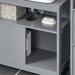 Sobuy Meuble sous-Lavabo Meuble de Salle de Bain Vasque 2 Portes coulissantes, FRG128-SG,