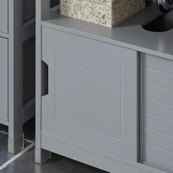 Sobuy Meuble sous-Lavabo Meuble de Salle de Bain Vasque 2 Portes coulissantes, FRG128-SG,