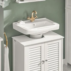 Meuble Sous Lavabo|Sobuy Meuble sous-Lavabo Meuble de Salle de Bain - 2 Portes, FRG237-II-W,