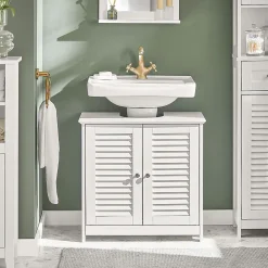Meuble Sous Lavabo|Sobuy Meuble sous-Lavabo Meuble de Salle de Bain - 2 Portes, FRG237-II-W,