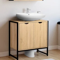 Meuble De Salle De Bains Faible Profondeur|Meuble Sous Lavabo|IDMarket Meuble sous-lavabo salle de bain DETROIT design industriel