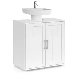 Meuble Sous Lavabo|IDMarket Meuble sous-lavabo salle de bain WALDO bois blanc