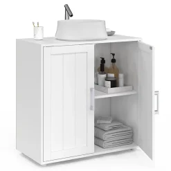 Meuble Sous Lavabo|IDMarket Meuble sous-lavabo salle de bain WALDO bois blanc