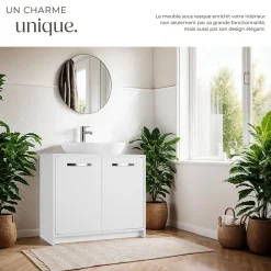 Tectake Meuble sous-lavabo spacieux avec capacité de charge de 20 kg blanc