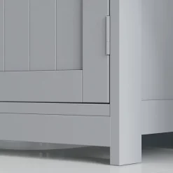 Meuble Sous-Vasque|kleankin Meuble sous-vasque - 2 portes rainurées avec étagère réglable - poignées métal chromé - dim. 60L x 30l x 60H cm - MDF