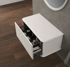Baden Meuble sous-vasque à suspendre l.95 cm avec plan de toilette, blanc mat, Idra