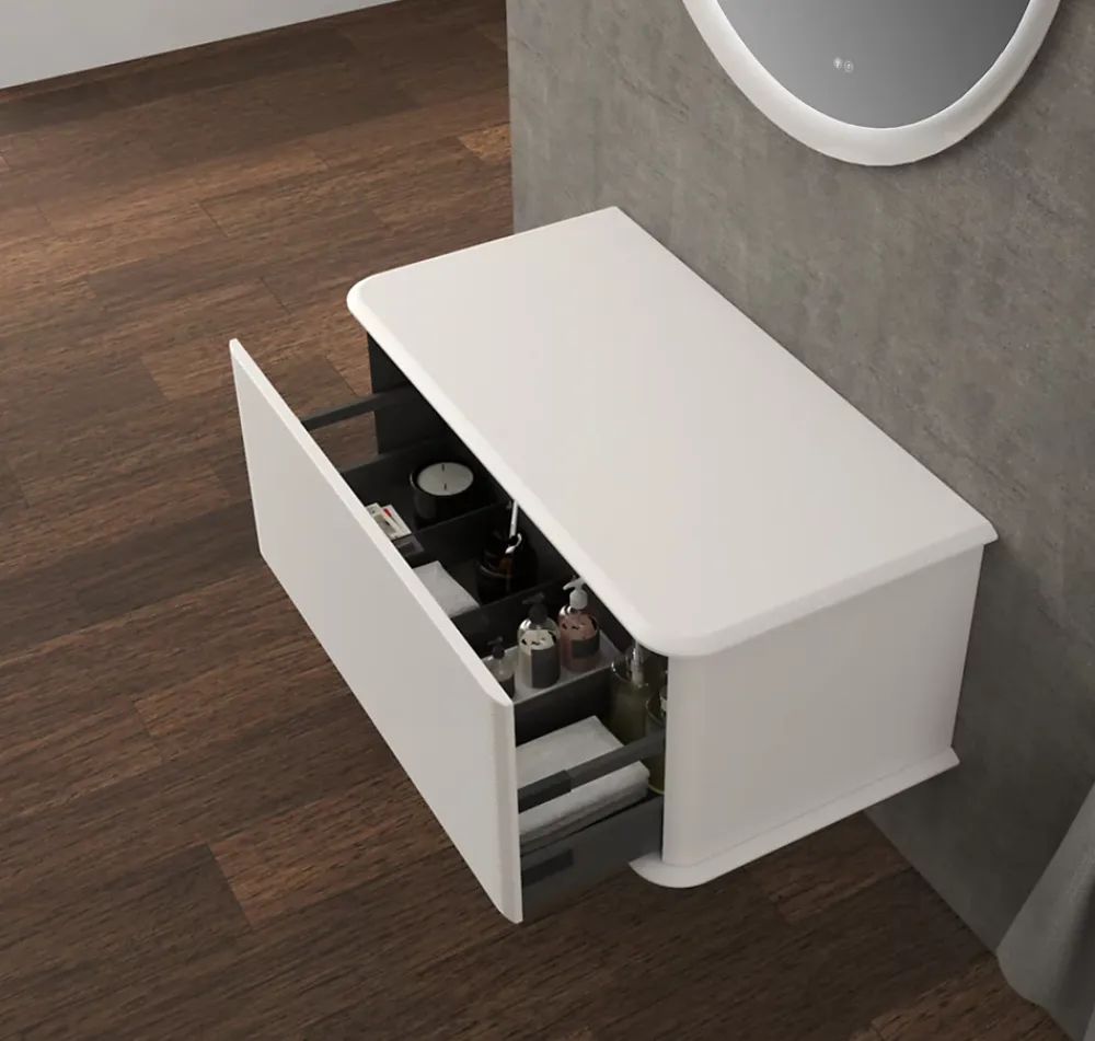 Baden Meuble sous-vasque à suspendre l.95 cm avec plan de toilette, blanc mat, Idra