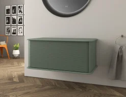 Baden Meuble sous-vasque à suspendre l.95 cm avec plan de toilette, vert mat, Idra