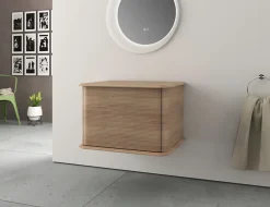 Baden Meuble sous-vasque à suspendre l.61 cm avec plan de toilette, effet chêne tabac, Idra