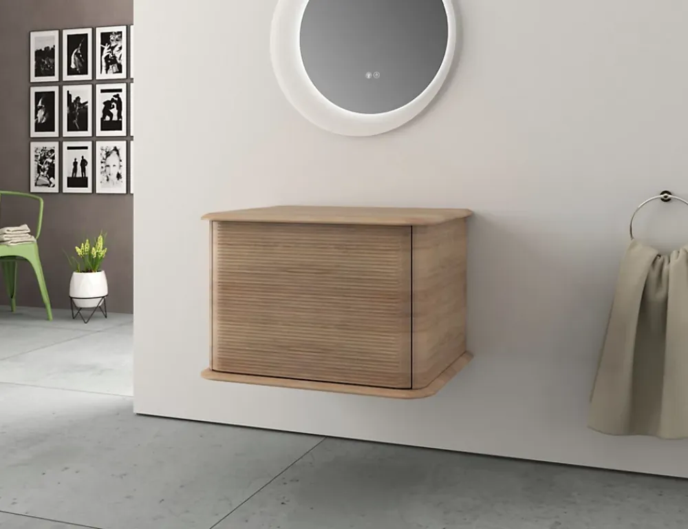 Baden Meuble sous-vasque à suspendre l.61 cm avec plan de toilette, effet chêne tabac, Idra