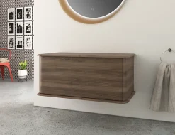 Meuble Buanderie|Baden Meuble sous-vasque à suspendre l.95 cm avec plan de toilette, effet noyer, Idra