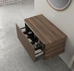Meuble Buanderie|Baden Meuble sous-vasque à suspendre l.95 cm avec plan de toilette, effet noyer, Idra