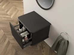 Baden Meuble sous-vasque à suspendre l.61 cm avec plan de toilette, noir mat, Idra
