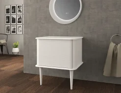 Meuble Buanderie|Baden Meuble sous-vasque à suspendre l.61 cm avec plan de toilette et pieds H.29 cm, blanc mat, Idra