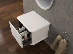 Baden Meuble sous-vasque à suspendre l.61 cm avec plan de toilette, blanc mat, Idra