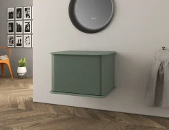 Meuble Buanderie|Baden Meuble sous-vasque à suspendre l.61 cm avec plan de toilette, vert mat, Idra