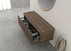 Meuble Buanderie|Baden Meuble sous-vasque à suspendre l.141 cm avec plan de toilette, effet noyer, Idra
