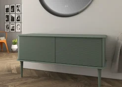 Meuble Buanderie|Baden Meuble sous-vasque à suspendre l.141 cm avec plan de toilette et pieds H.29 cm, vert mat, Idra