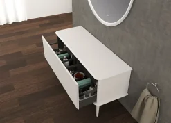 Meuble Buanderie|Baden Meuble sous-vasque à suspendre l.141 cm avec plan de toilette et pieds H.29 cm, blanc mat, Idra