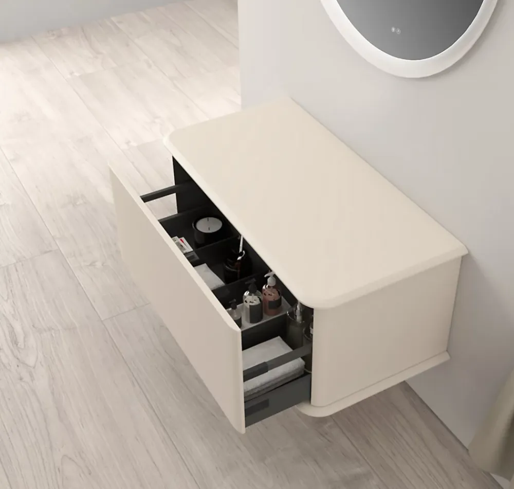 Baden Meuble sous-vasque à suspendre l.95 cm avec plan de toilette, beige coton, Idra