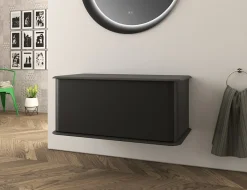 Baden Meuble sous-vasque à suspendre l.95 cm avec plan de toilette, noir mat, Idra