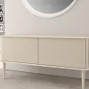 Meuble Buanderie|Baden Meuble sous-vasque à suspendre l.141 cm avec plan de toilette et pieds H.29 cm, beige coton, Idra