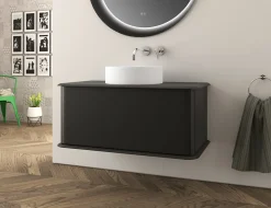 Baden Meuble sous-vasque à suspendre l.95 cm avec plan de toilette et vasque à poser, noir mat, Idra