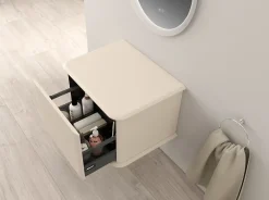 Meuble Buanderie|Baden Meuble sous-vasque à suspendre l.61 cm avec plan de toilette, beige coton, Idra