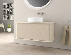 Baden Meuble sous-vasque à suspendre l.95 cm avec plan de toilette et vasque à poser, beige coton, Idra