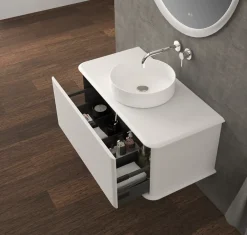 Meuble Buanderie|Baden Meuble sous-vasque à suspendre l.95 cm avec plan de toilette et vasque à poser, blanc mat, Idra