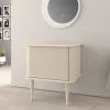 Baden Meuble sous-vasque à suspendre l.61 cm avec plan de toilette et pieds H.29 cm, beige coton, Idra