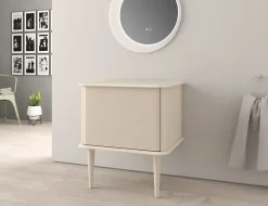 Baden Meuble sous-vasque à suspendre l.61 cm avec plan de toilette et pieds H.29 cm, beige coton, Idra