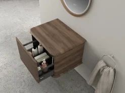 Baden Meuble sous-vasque à suspendre l.61 cm avec plan de toilette, effet noyer, Idra