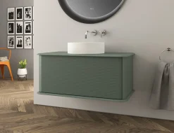 Meuble Buanderie|Baden Meuble sous-vasque à suspendre l.95 cm avec plan de toilette et vasque à poser, vert mat, Idra