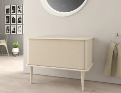 Baden Meuble sous-vasque à suspendre l.95 cm avec plan de toilette et pieds H.29 cm, beige coton, Idra