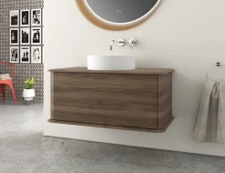 Meuble Buanderie|Baden Meuble sous-vasque à suspendre l.95 cm avec plan de toilette et vasque à poser, effet noyer, Idra