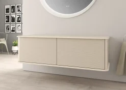 Baden Meuble sous-vasque à suspendre l.141 cm avec plan de toilette, beige coton, Idra