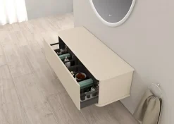 Baden Meuble sous-vasque à suspendre l.141 cm avec plan de toilette, beige coton, Idra