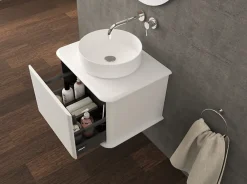 Meuble Buanderie|Baden Meuble sous-vasque à suspendre l.61 cm avec plan de toilette et vasque à poser, blanc mat, Idra