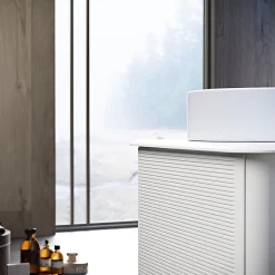 Meuble Buanderie|Baden Meuble sous-vasque à suspendre l.61 cm avec plan de toilette et vasque à poser, blanc mat, Idra