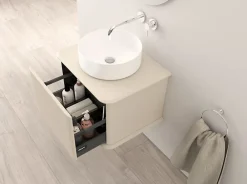 Baden Meuble sous-vasque à suspendre l.61 cm avec plan de toilette et vasque à poser, beige coton, Idra