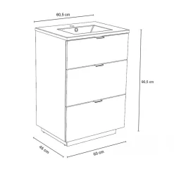Weber Industries Meuble sous-vasque 3 tiroirs MARBELLA 60 cm + vasque / Blanc