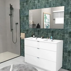 Meuble Vasque|Weber Industries Meuble sous-vasque 3 tiroirs MARBELLA 120 cm + vasque / Blanc