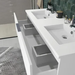 Meuble Vasque|Weber Industries Meuble sous-vasque 3 tiroirs MARBELLA 120 cm + vasque / Blanc