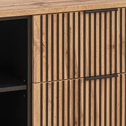 Meuble Sous-Vasque|Petits-Meubles Meuble sous-vasque 140cm 2 niches Gaia Bois et Noir