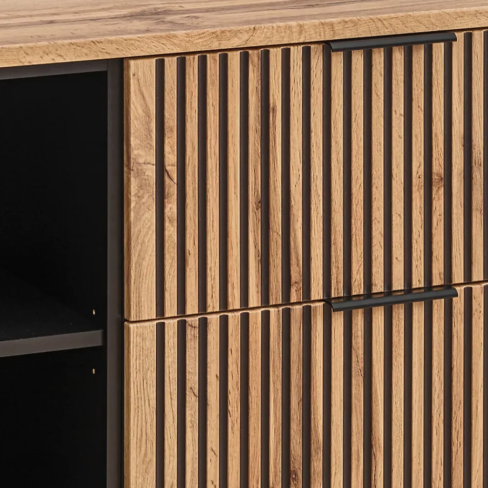 Meuble Sous-Vasque|Petits-Meubles Meuble sous-vasque 140cm 2 niches Gaia Bois et Noir