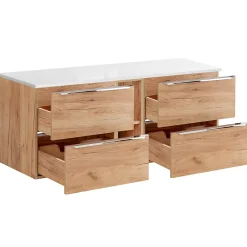 Petits-Meubles Meuble sous-vasque 140cm 2 niches April Bois et Blanc