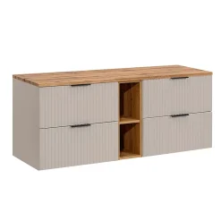 Meuble Sous-Vasque|Petits-Meubles Meuble sous-vasque 140cm 2 niches Adriel Cachemire et Bois