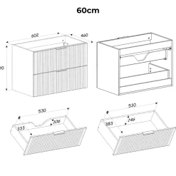 Meuble Sous-Vasque|Petits-Meubles Meuble sous-vasque 140cm 2 niches Adriel Cachemire et Bois