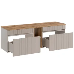 Petits-Meubles Meuble sous-vasque 140cm 2 niches Zelie Cachemire et Bois